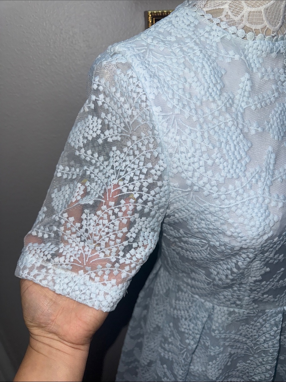 Rachel Parcell Pale Blue Lace Fit-and-Flare Midi Dress - Picture 5 of 7